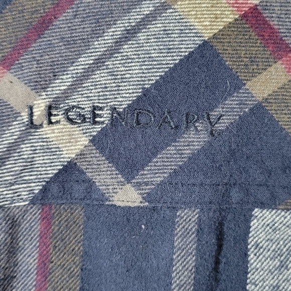 Legendary Whitetails large cotton luxury flannel plaid darted waist blue cream - Picture 6 of 12